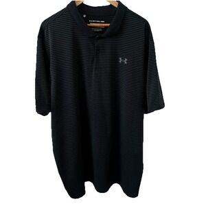 Under Armour Polo Shirt Mens 3XLT Black Striped Performance Golf Athletic Tall